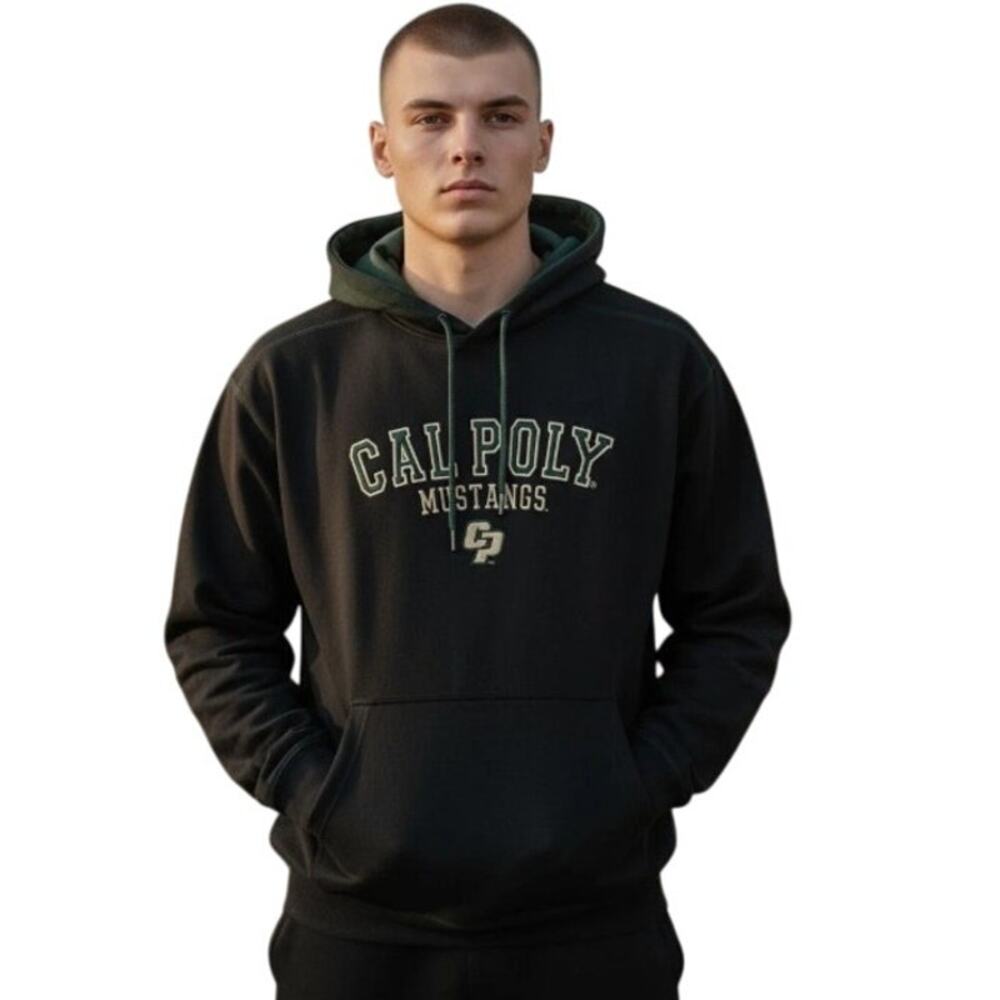Cal Poly Mustangs Hoodie Sweatshirt L Black Embroidered Logo University Unisex